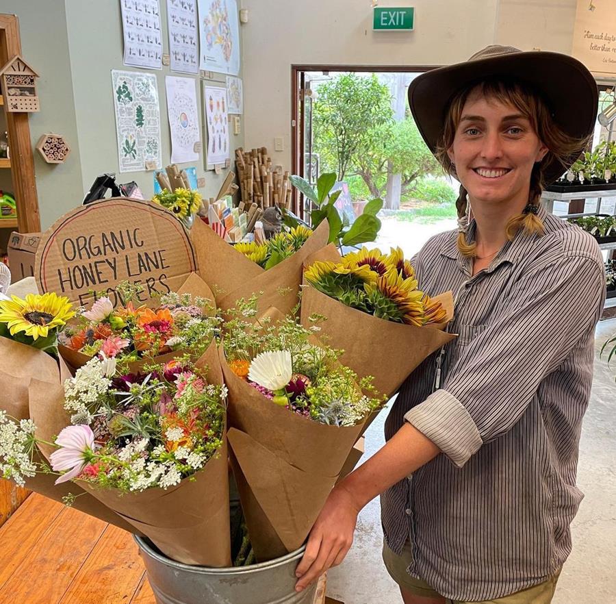 Luci-and-flowers-CERES - CERES Fair Food Honey Lane flowers at CERES