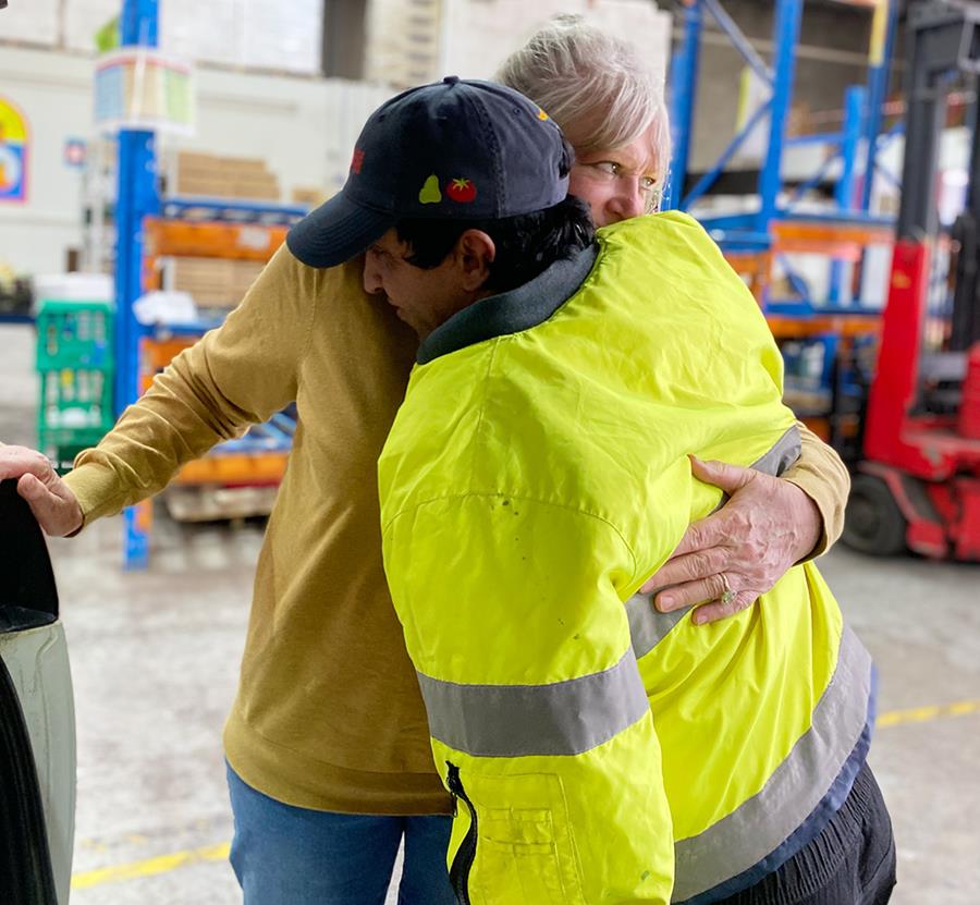 Mo and Noleen at the Fair Food warehouse, 2024
