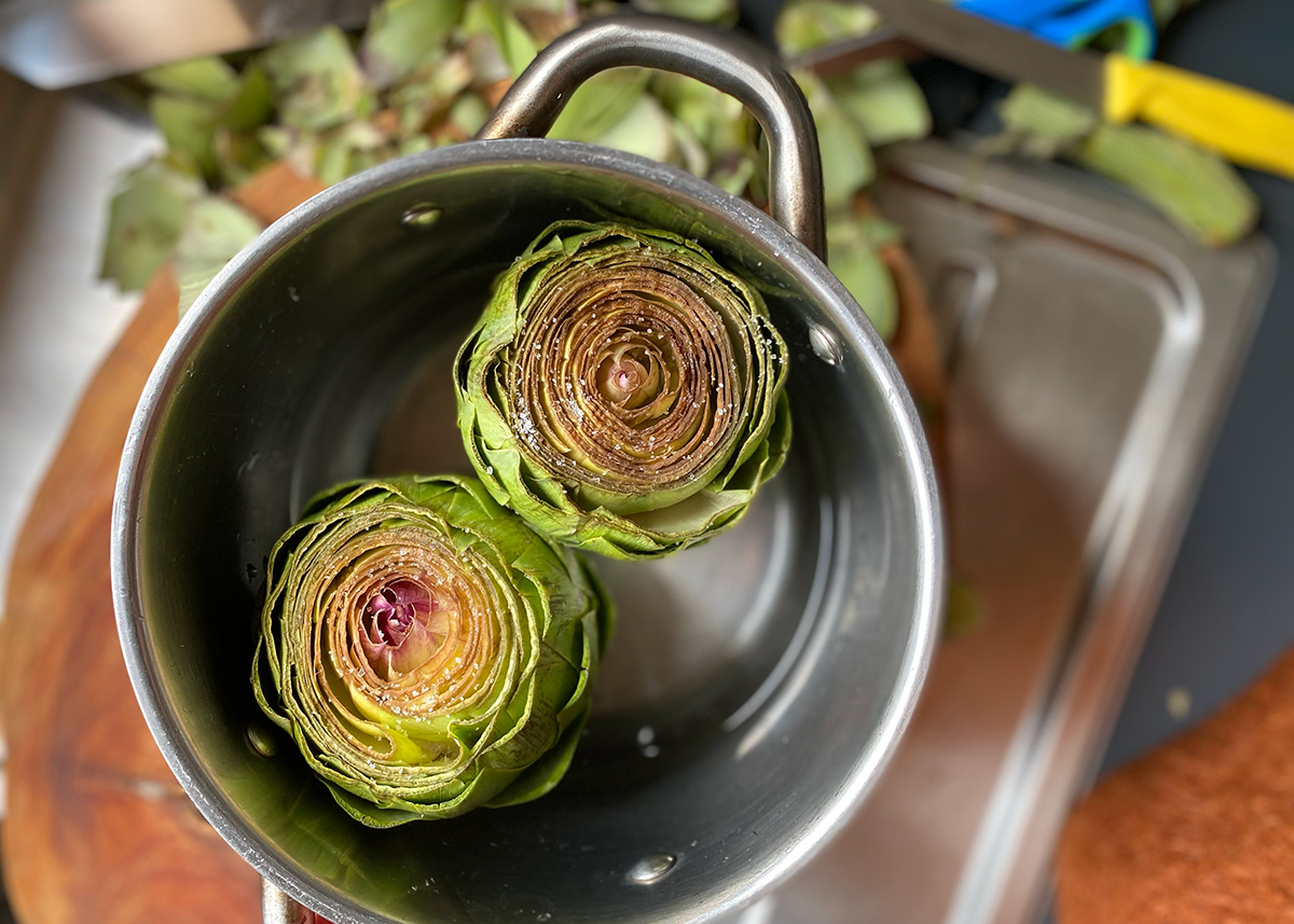 Steamed Globe Artichokes
