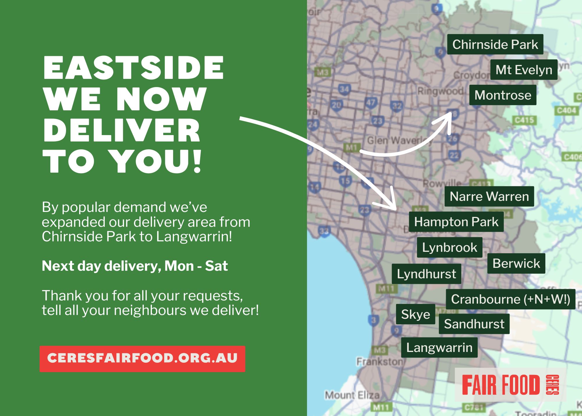 Now delivering to more postcodes! 