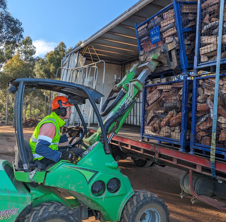 Sustainable firewood crates from Wood 4 Good and CERES Fair Wood.
